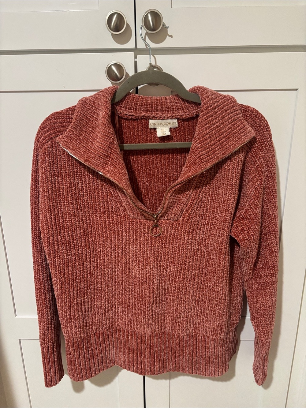 Cynthia Rowley Dusty Rose Chenille Half-Zip Pullover